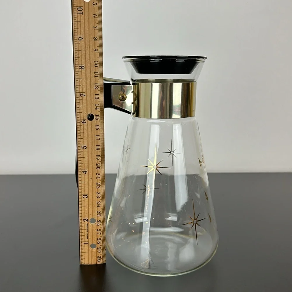 Vtg Corning‎ Heat Proof Glass Atomic Starburst Carafe Coffee Tea Pot MCM Retro